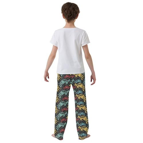 Colorful Kangaroo Boys Long Pants Soft Trousers Elastic Waist Kids Lounge Bottoms with Pockets S-XL3