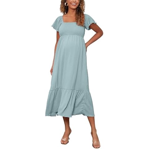 Flutter Sleeve Square Neck Maternity Dress Cover