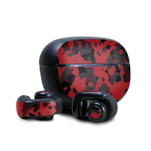 Image of Skin Compatible with Bose Ultra Open Earbuds - Red Modern Camo - Premium 3M Vinyl Protective Wrap Decal Cover - Easy to Apply | Crafted in The USA by MightySkins