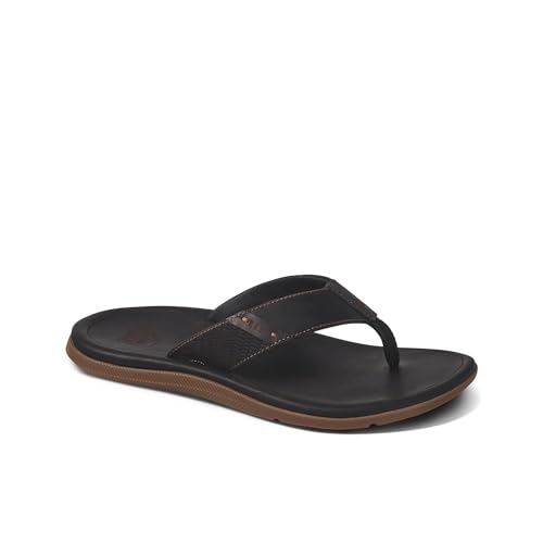 Chanclas de cuero Reef Leather Santa Ana elegantes con acabados premium de hombre