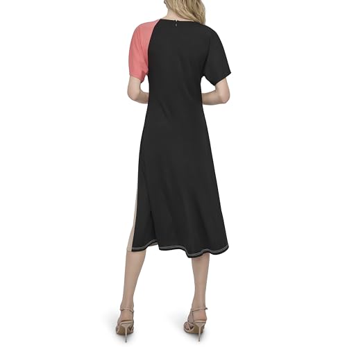 Robe Midi DKNY Coupe Droite Manches Courtes Style Color Block Chic - 4