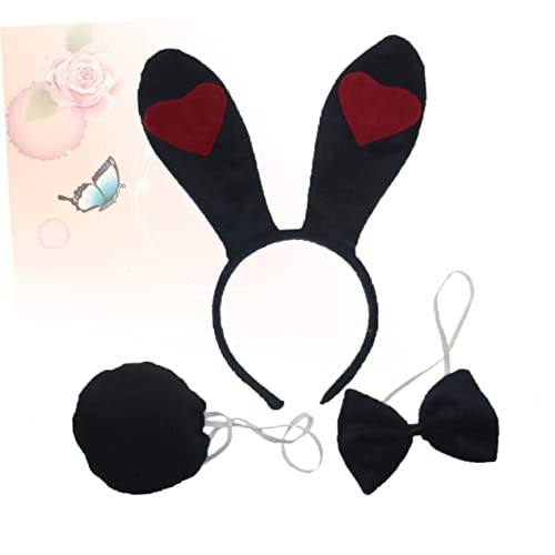 ABOOFAN 3 Pçs Arco De Coelho Halloween Adulto Preto Acessórios Acessórios Punhos De Coelho Coração H