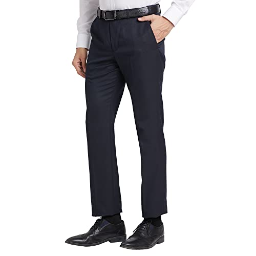 Image of Park Avenue Men's Polyester Blend Dobby Pattern Smart Fit Flat Front Formal Trouser