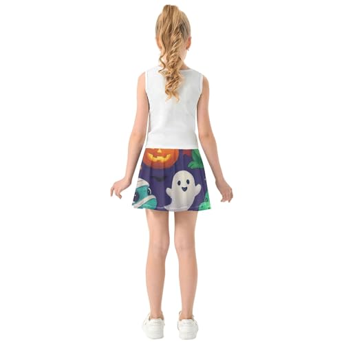 Joisal Skirts with Shorts Cute Cartoon Dinosaurs Halloween Girls' Shorts Athletic Skorts Colored Pleated Skort 4t4