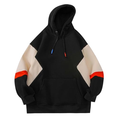 Sudadera con capucha Harajuku para hombre, sudadera con capucha, manga larga, estilo hip hop, sudadera informal para adolescentes, blusa con cordón y bolsillos, O negro., S