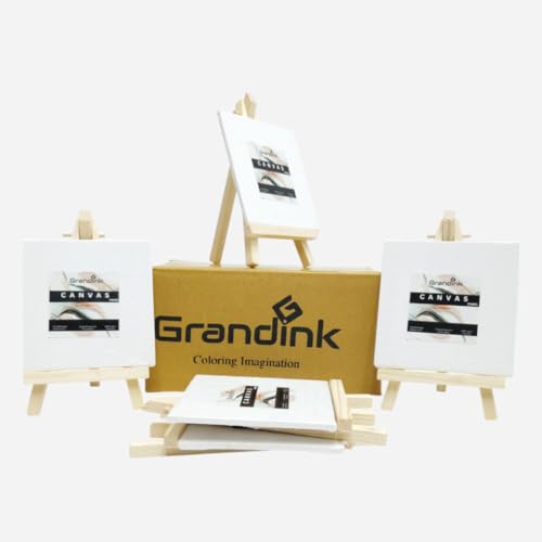 Image of Grandink 6 Inch Mini Wooden Easel with 4x4 Canvas Panel (Pack of 5)
