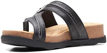 Clarks Brynn Madi Flat Sandal, Black Leather, 8.5 Medium | Image 5