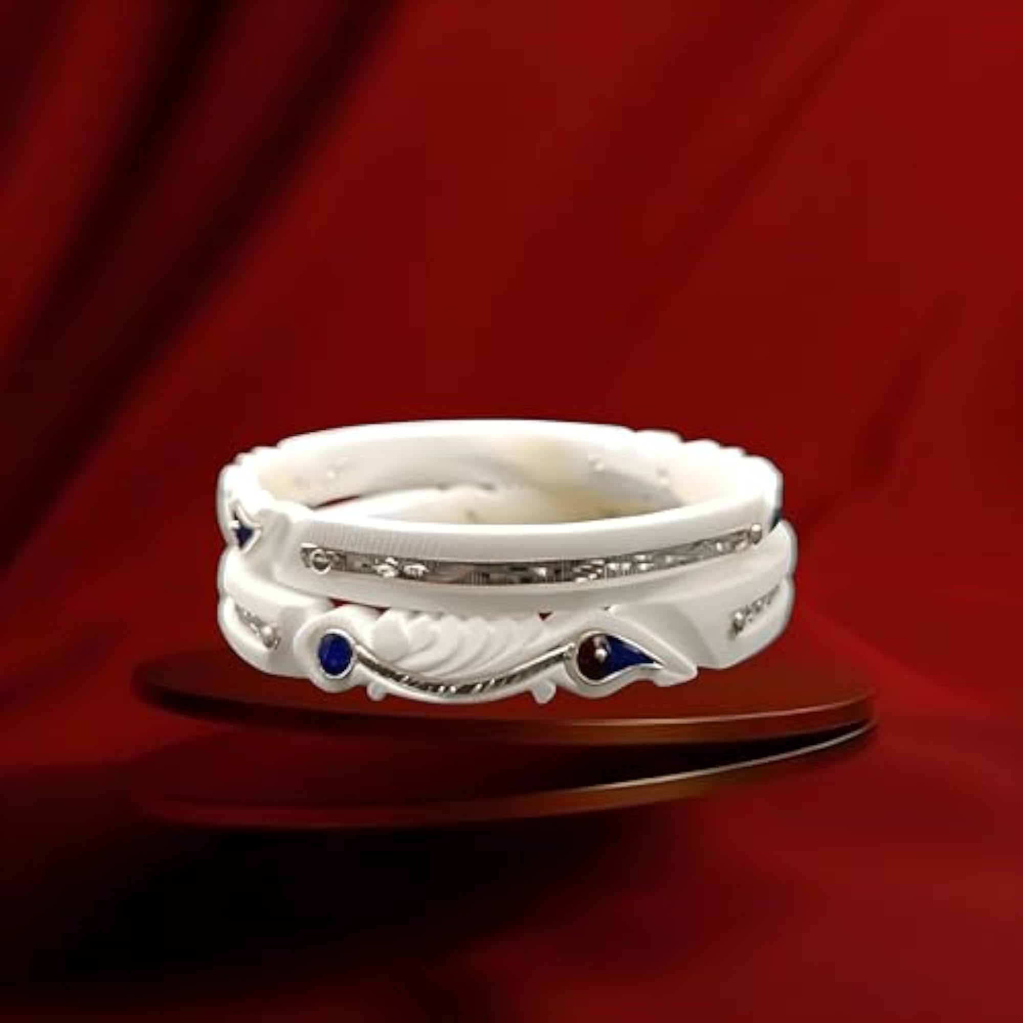 Women's Stylish Silver White Bangles, Velvet Box Gift