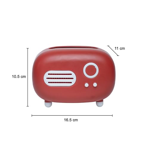 Image of Market99 Red Vintage Napkin Holder | Retro Radio Design Tissue Box for Table, Kitchen, Office & Bathroom | Decorative Paper Towel Organizer & Desktop Storage for Living Room, Cafe & Everyday Home Use