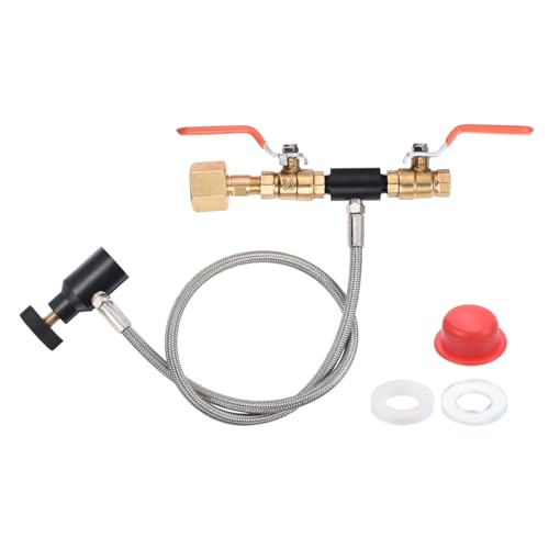PATIKIL CGA320 G1/4 Soda CO2 Cylinder Refill with 24 Inch Adapter Hose Double Fill Station Connector Kit Valve for Filling Soda Maker CO2 Tank (CGA320 to TR21-4)
