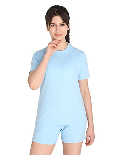 Image of CHKOKKO Women's Terry Cotton Loose Fit Half Sleeve Casual Style T-Shirt