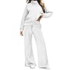 ZGHQHCDRH Matching Sets Women Clothing Two Piece For Comfiest Airport Outfits Two Piece Sets For Women Mock Neck Sweatsuits Matching Loungewear Plus Size Fall Fashion Travel Outfits Winter (White,L)
