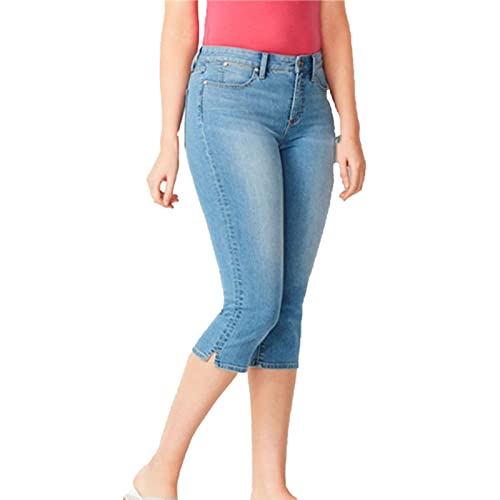 Maiyifu-GJ Women's Mid-Rise Casual 3/4 Jeans Stretch Slim Fit Cropped Denim Pants Slimming Jean Trousers Sweatpants (Light Blue,Medium)