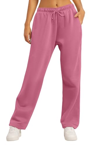 AUTOMET Calça de moletom feminina larga com forro de lã larga e p...