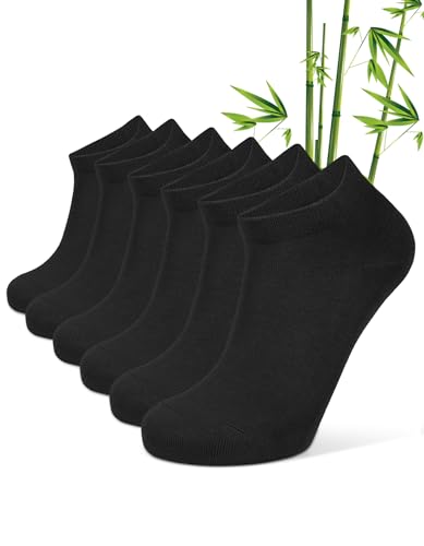CLOSEMATE 6 Paar Bambus Socken Herren 39-42 43-46 Sneakerscoksen Atmungsaktive Kurzesocken Herrensocken Damensocken 6Schwarz L