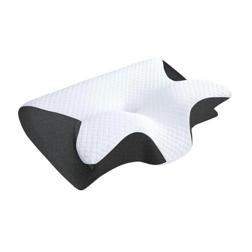 SYLDMKJ Cuscino Memory Foam Cuscino Cervicale in Memory Foam Cuscino per Dolore al Collo, Cuscini di Supporto Sagomato, Cuscino per Collo-Nero