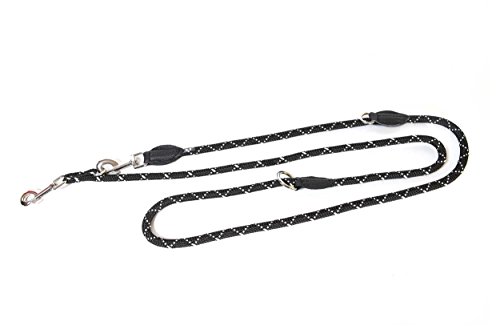 Julius-K9 Correa de SOGA Ajustable IDC, 12 mm x 2,2 m, Negra con Franja Fluorescente Cover