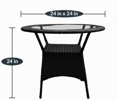 Image of 2+1 Outdoor Indoor Patio Furniture Sets PVC Wicker Chair Patio Set Conversation Set Poolside Lawn Chairs Balcony Outdoor Garden Furniture Chair (Black) 48 x 48 x 78 Cm