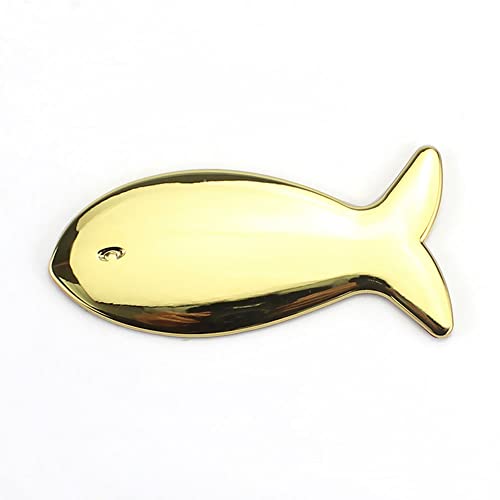 Image of YSY 2Pcs 3D Fish Zinc Alloy Emblem Totem Logo Badge Car Sticker Auto Decoration Car Body Decal Automobile Accessories(A) (3D Fish, Gold)