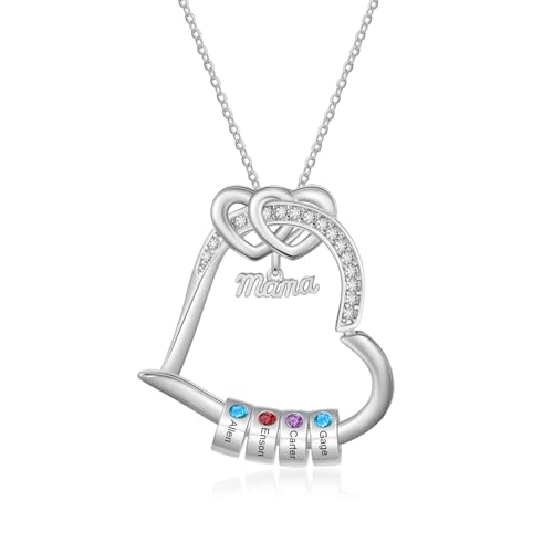 Collier cœur gravé pendentif idéal comme cadeau Noël pour maman
