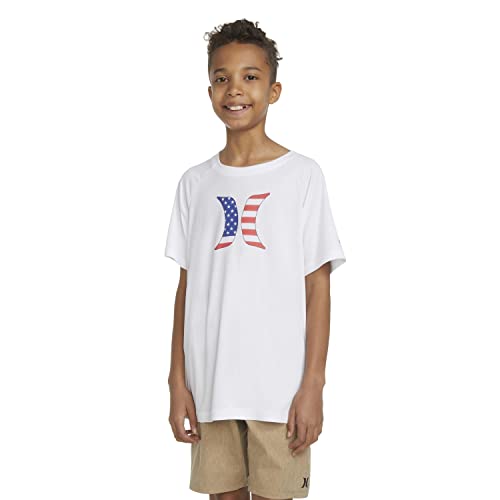 Hurley Boys' Rash Guard Shirt, White/Americana, 7