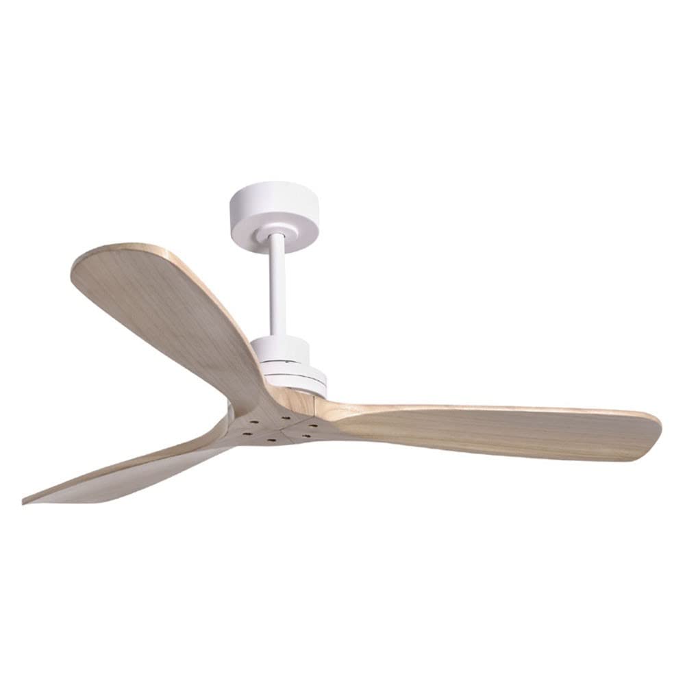 Ventilador de techo de madera natural, para exterior ip44, Nati, motor DC mando a distancia, sin luz, claro