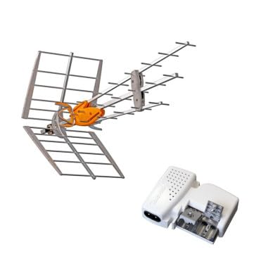 TELEVES Pack Antenne TNT DAT HD Boss UHF Gain 42dBi + Alimentation 24V