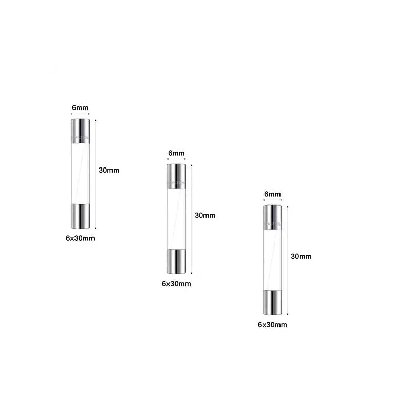 BAOHUGE 150個 6x30mm ガラス管ヒューズキット 車用ガラス管ヒューズ 0.25A 0.5A 1A 2A 3A 4A