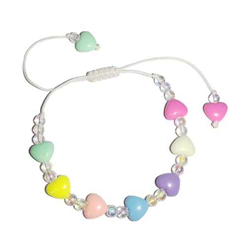 Colorful Big Sister Bracelet Little Sister Bracelet Letter Beads and Heart Beads Bracelet Y2K Jewelry Gifts for Women