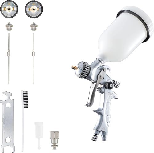 BenBow Lackierpistole Set PK60 HVLP 1,4 mm 1,8 mm Düse + 600 ml Lackbehälter – ideal für Autolackierung Industrielacke Heimwerker – hochwertige Sprühqualität – Druckluft-Spritzpistole