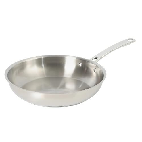 Image of Sur La Table Kitchen Essentials Chef's Deck 11-Inch Large Stainless Steel Frying Pan - Induction Ready Skillet with Tri-Ply Base, Polished Finish & Hollow Stay-Cool Handle