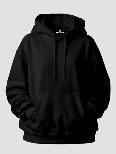 Image of Mens Drop Shoulder White Hoodie | Oversized Look Cotton Blend Fleece | Pullover Sweatshirt with Hood & Kangaroo Pocket | Winter Casual Wear