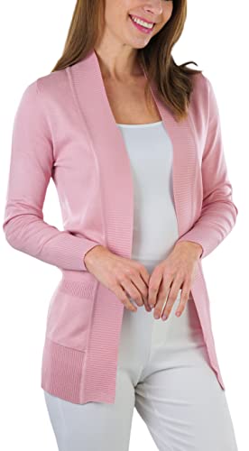 Image of ToBeInStyle Women's Long Sleeve Rib Banded Open Sweater Cardigan