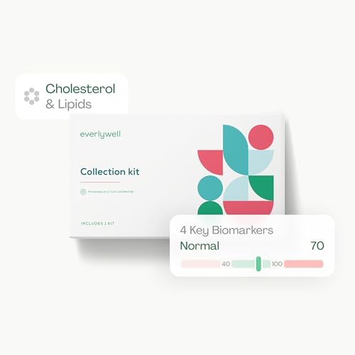 Image of Everlywell At-Home Cholesterol and Lipids Lab Test Collection Kit for Women and Men, Measures HDL, LDL and Triglycerides for Accurate Results from a CLIA-Certified Lab Within Days, for Ages 18 Plus