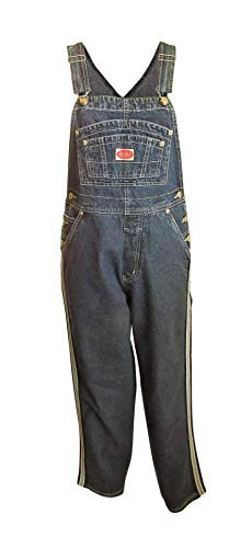 Revolt Womens Junior Classic Loose Fit Bib Overalls, 6110J-Dark Stone Wash, Medium