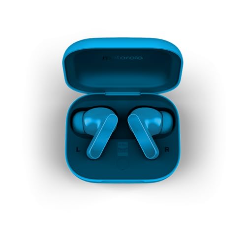 Image of Motorola Moto Buds Bass (Blue, TWS) | Hi-Res Audio with LDAC | 12.4mm Drivers, 50 dB ANC | 6-Mic ENC Calling | 41H Playtime | Bluetooth 5.3 | IPX4 | Comfortable All-Day Fit | Comfortable All-Day Fit