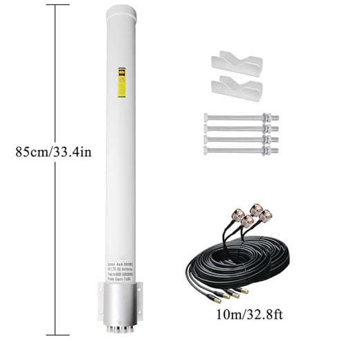 Image of Omni-Directional 4x4 MIMO Antenna t-Mobile, Outdoor 4G LTE 5G Cellular Antenna with 2 Dual 10 Meter Cable for Router & Gateways Home Internet