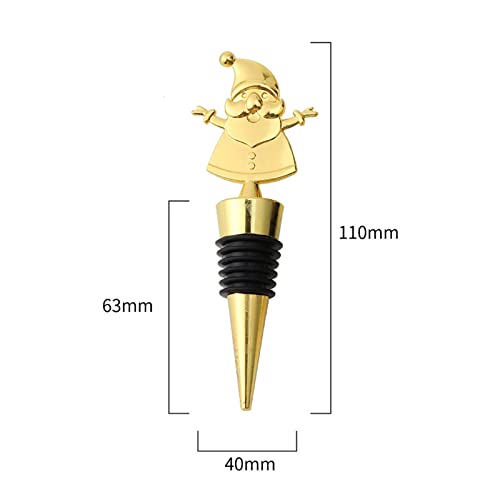 Leewoth 4 Pieces Christmas Wine Stoppers Decorative, Christmas Wine Bottle Stopper, Santa Xmas Reindeer Snowmen Bottle Stopper For Keeping Wine Fresh Holiday Wedding Christmas Party Supplies (Golden) #TOP1