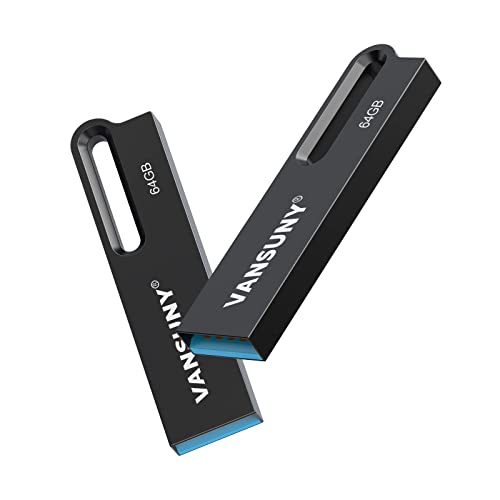 Image of Vansuny 2 Pack 64GB Flash Drives Metal Waterproof USB Drives USB 3.0 Ultra High Speed Memory Sticks, Portable Thumb Drive for PC /Tablets /Mac /Laptop