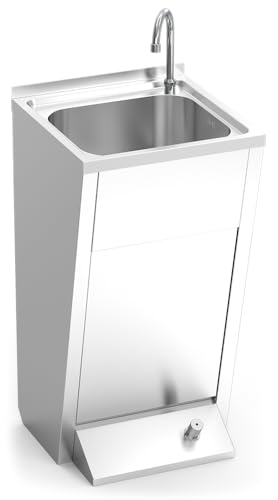 Lioninox Lave-Mains INOX sur Pied avec 1 Poussoir 450x450x850 mm 450x450x850 mm