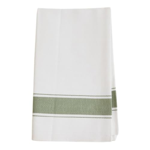 Verve CULTURE Classic Italian Kitchen Hand Towels, Authentic Herringbone Pattern, 100% Cotton, Handcrafted in Italy, Absorbent & Durable, Green