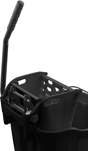 Image of Carlisle FoodService Products Omnifit Mop Bucket with Side Press Wringer for Floor Cleaning, Kitchens, Restaurants, Office, And Janitorial Use, Polypropylene (Pp), 35 Quarts, Black