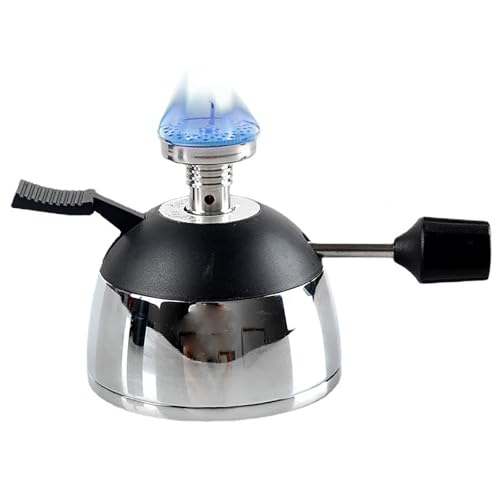 CHANGLKJ Mini Quemador De Butano, Estufa De Gas Pequeña para Café, Mechero Bunsen De Laboratorio, Encendido Electrónico Y Capacidad De Almacenamiento De Aire De 35 G, Temperatura Máxima De 1200 °C