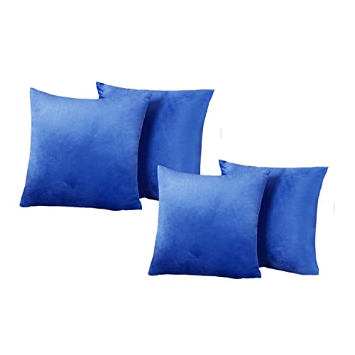 SWISSPACK Lot de 4 housses de coussin carrées décoratives en velours doux avec fermeture éclair invisible, pour salon, canapé, chambre à coucher, 50,8 x 50,8 cm (bleu roi) thumbnail