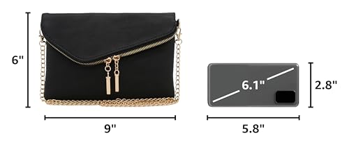 Image of FashionPuzzle Envelope Wristlet Clutch Crossbody Bag with Chain Strap