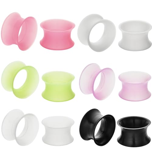 B BodyPJ Sparkles 12PCS Mix Color silicone Piercing Ear Plug Tunnels Expanders Gauge (10mm(00g))
