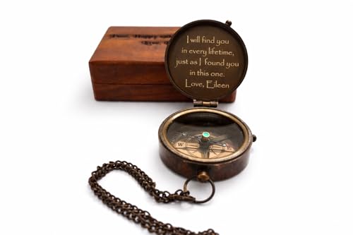 Brújula de latón grabada personalizada para esposo, regalo para hombres, compás funcional de trabajo miniatura 4