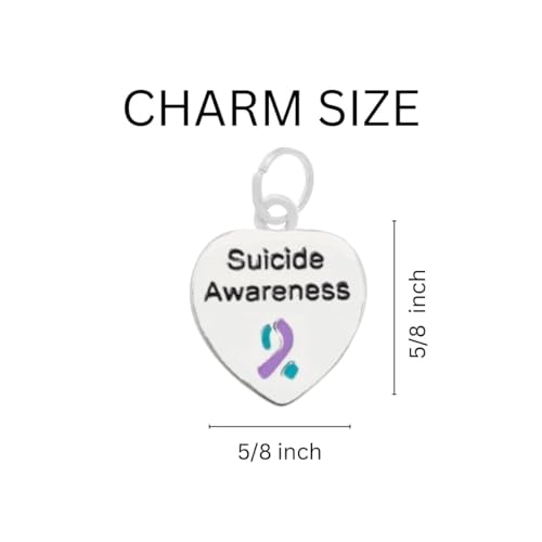 Fundraising For A Cause | Suicide Awareness Charm Bracelet with Accent String - Purple & Teal Ribbon Bracelet for Suicide Awareness2