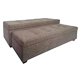 Color: gris. Set de 2 banquetas baúl con capitoné de Madera y Tela Gris - LOLAhome