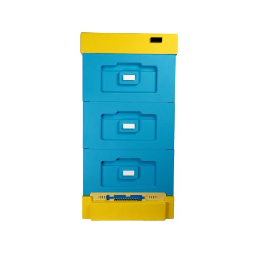 Styroporbeute mit Hygieneboden (Gelb-Blau) - SET mit 30 Zander-Hoffmann Rähmchen